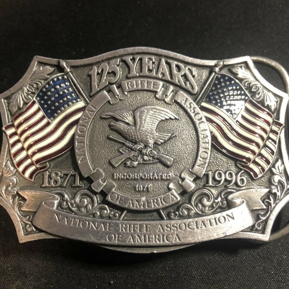 Vintage Belt Buckle NRA National Rifle Association Of America 125 Years USA 1996
